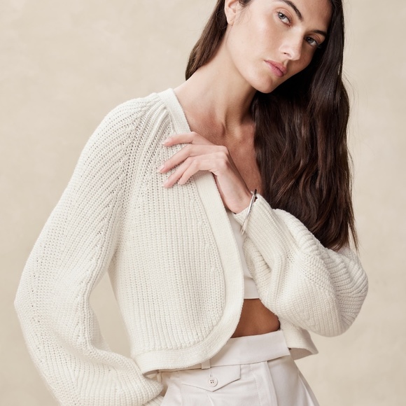 New! Banana Republic Thick 100% Cotton Cardigan, Iced Vanilla Ivory, Size XL - Picture 3 of 6